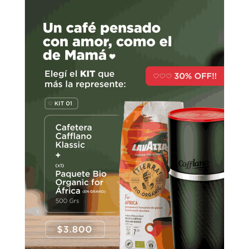 Cafetera cafflano Klassic + grano Organic África 500 gr. Cafetera cafflano Klassic + grano Organic África 500 gr.