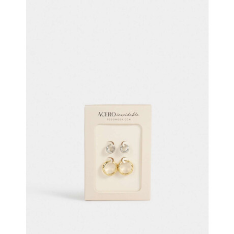 Set De Argollas Biplating Combinación Bicolor