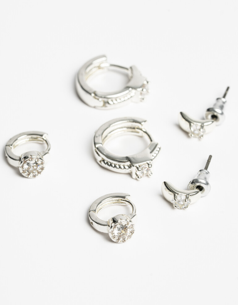 Aros Sets Cubic zirconia Set De Aros Con Cubic Zirconia - Plateado