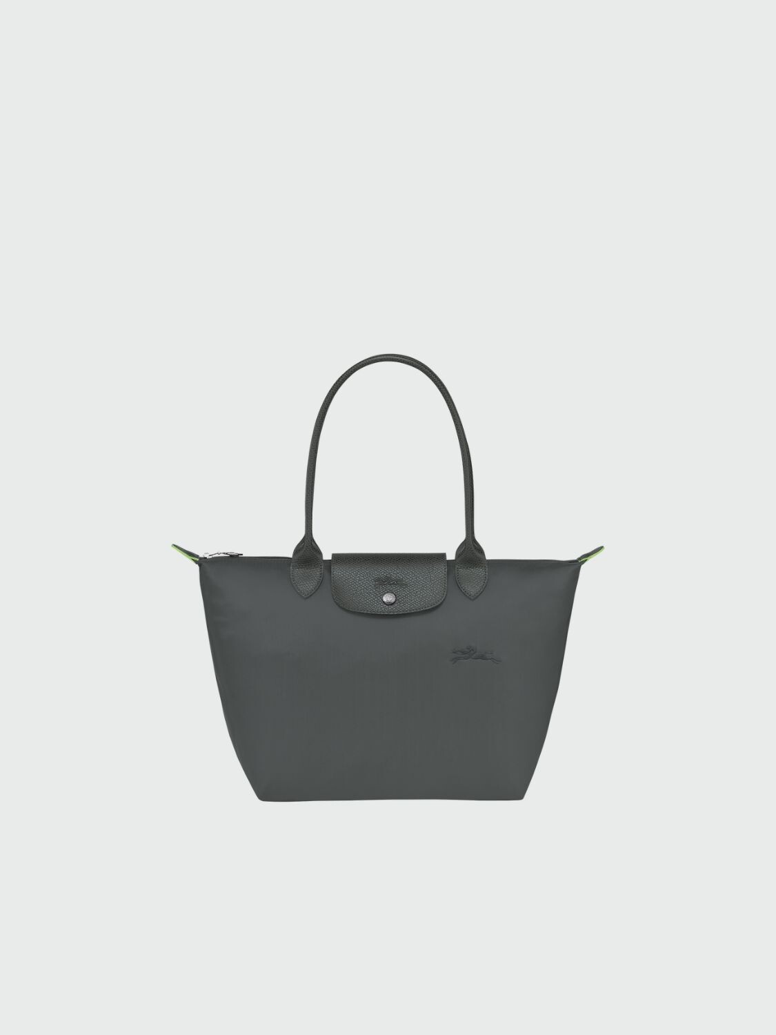 Longchamp -Cartera Longchamp plegable de nylon con cierre y asa larga, Le pliage M Gris