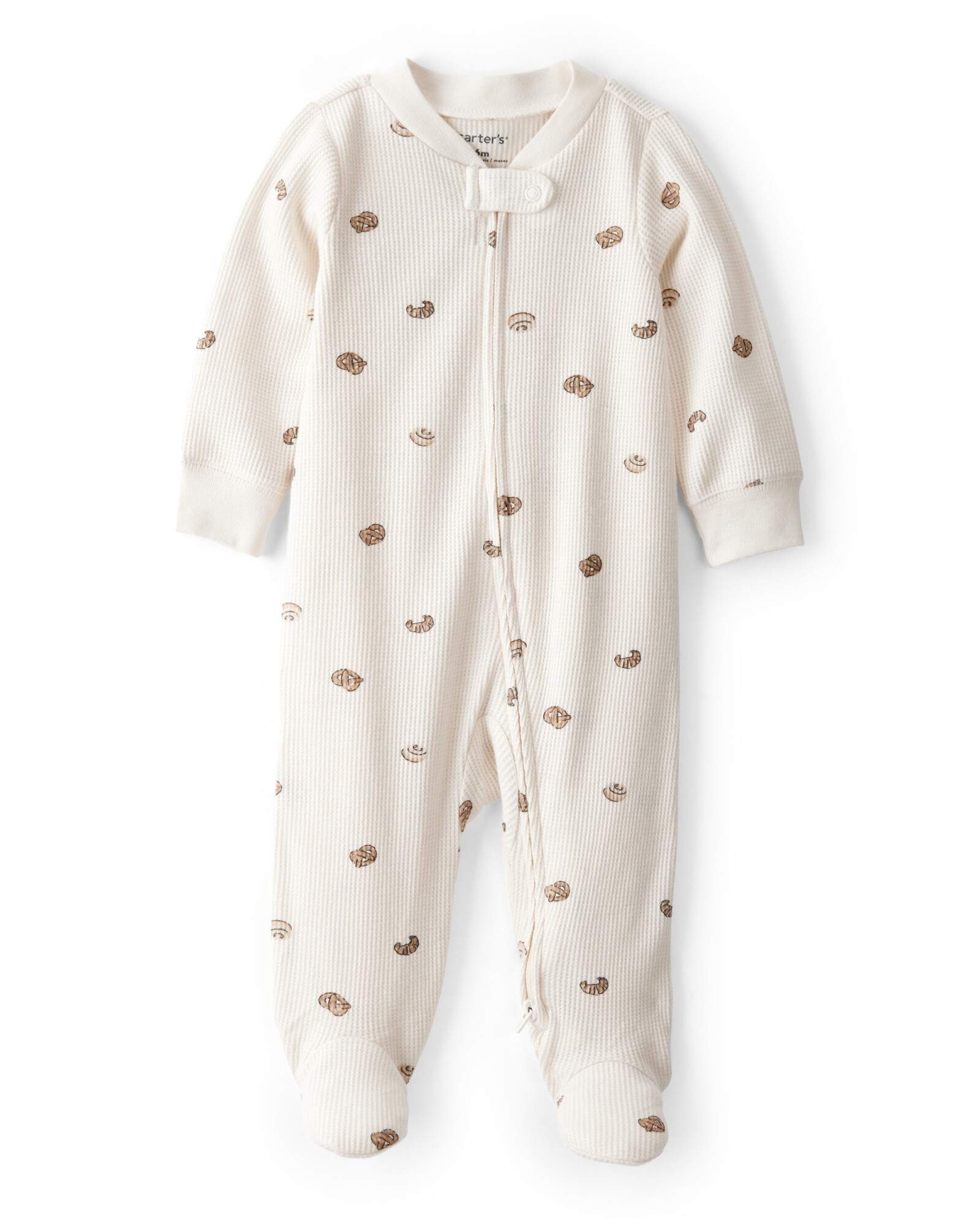 Pijama una pieza de algodón térmico, con pie, diseño bizcochos Sin color