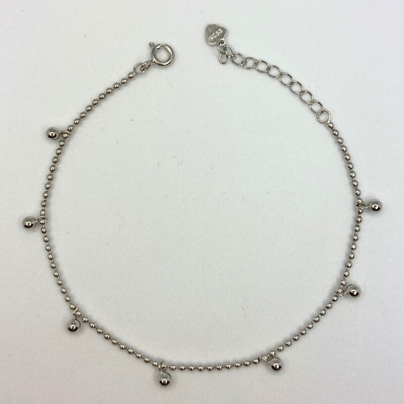 PULSERA DE PLATA CON BOLITAS , LARGO 17+3 CM L5dslf-01675-b-x