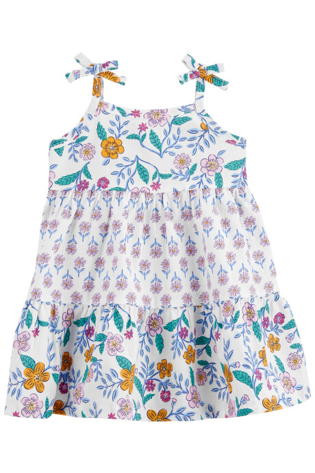 Vestido floral de algodón. Talles 6-24M Sin color