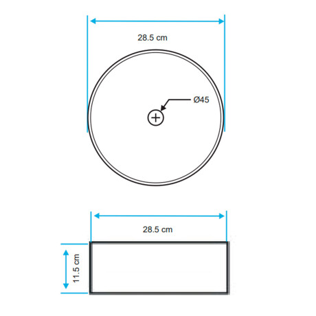 Bacha circular de loza blanca para apoyar 28.5CM DIAM X 11.5 PROF 000