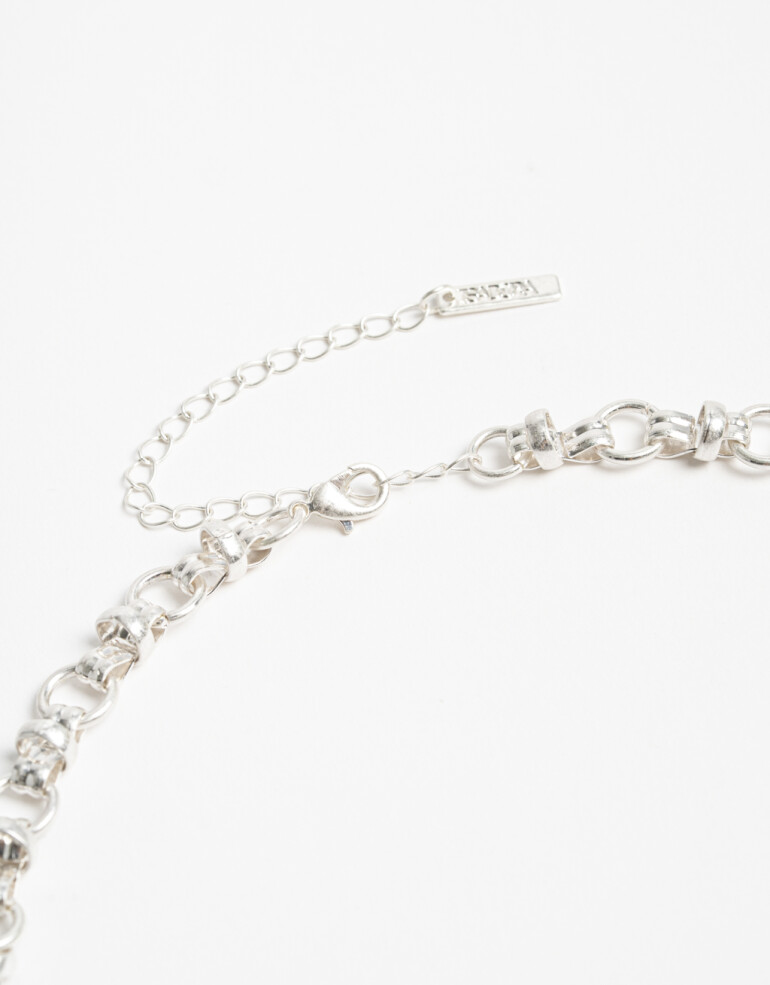 Collares Cortos Metal Collar Corto Cadena Metal - Plateado Plata Cepillada Mate
