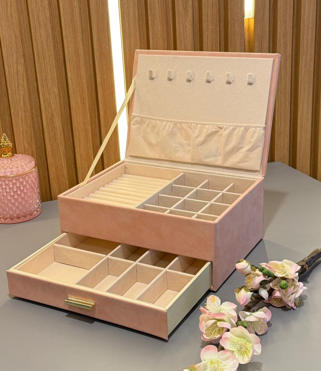 Joyero Organizador Cuero Sintético Alto 17.5cm x Largo 23.5cm x Ancho 10.5cm 