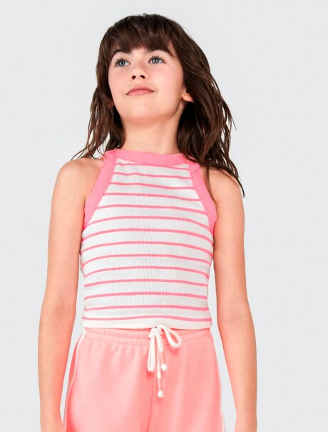 MUSCULOSA INFANTIL A RAYAS ROSA