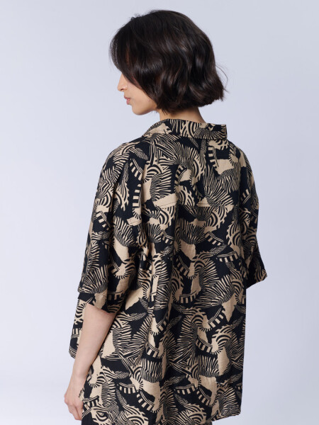 Camisa manga corta estampa Tucanes Negro