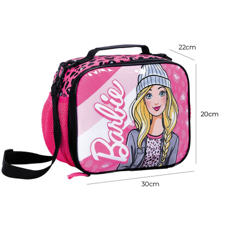 Lonchera Vianda Infantil Térmica Barbie Escolar Rosa-Negro