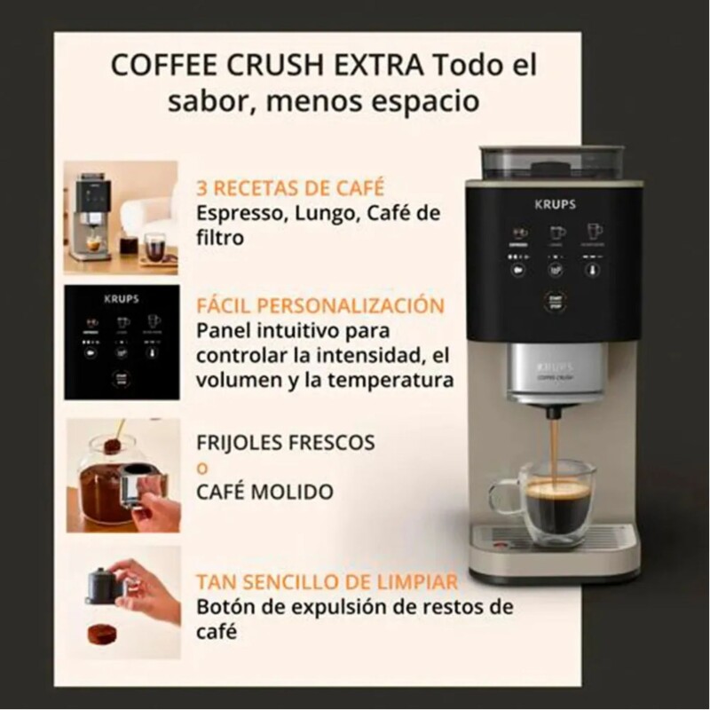Cafetera Espresso Superautomática Krups Coffee Crush Extra | Molinillo y Café Molido Cafetera Espresso Superautomática Krups Coffee Crush Extra | Molinillo y Café Molido