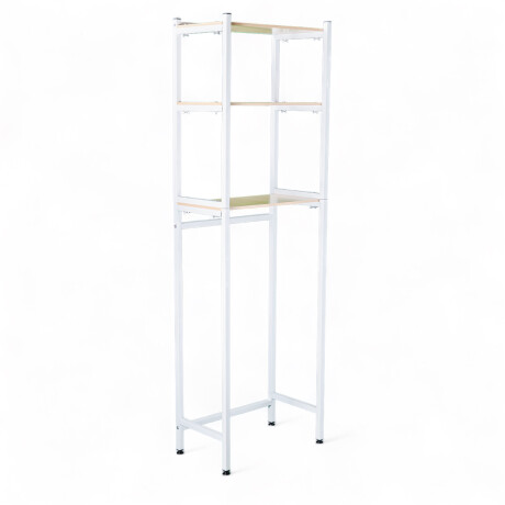 Mueble Hierro y Madera Organizador Rack baño sobre inodoro Blanco