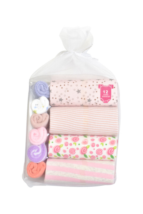 Set de 4 bodys y 6 toallitas - colores surtidos - Set de niña