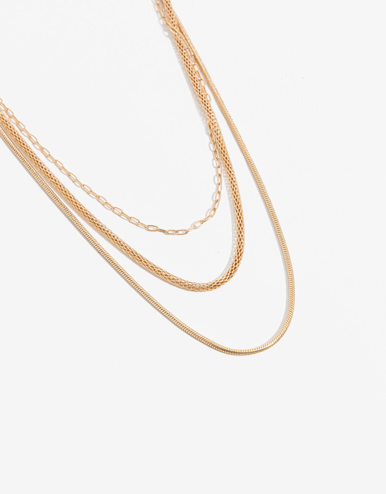 Collares Cortos Metal Collar Multicadenas - Dorado