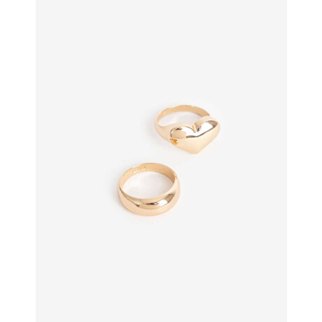 Set Anillos Corazón Bañado En Oro Dorado