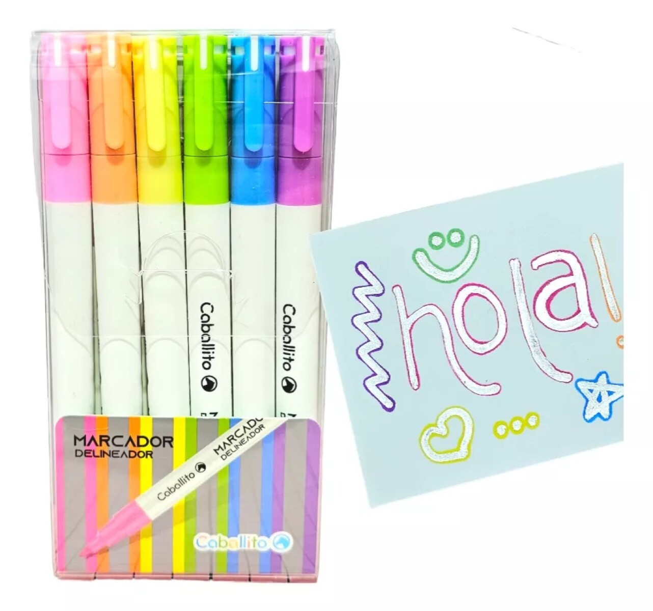 marcadores de tinta planteada con delineados con diferentes colores 