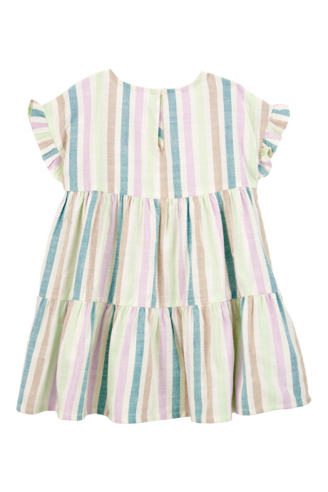Vestido de viscosa Ecovero, escalonado, diseño a rayas Sin color