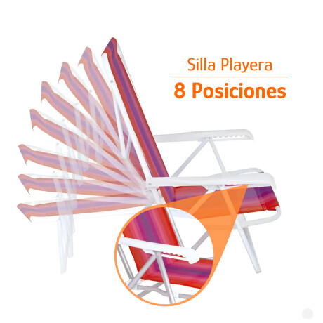 Reposera Silla Reclinable De Playa 8 Posiciones Aluminio Coral/violeta