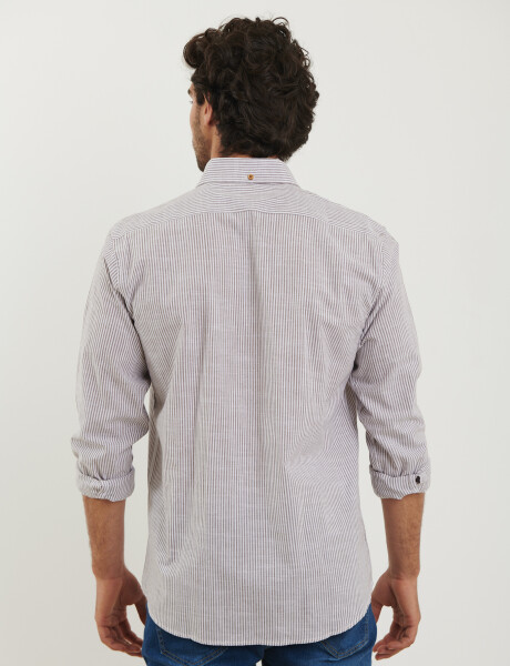 012503 CAMISA HARRINGTON LABEL Tostado / Blanco