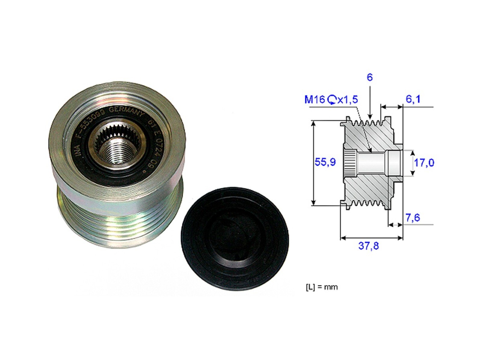 Polea Alternador Marcha Libre Volvo S40/S.80/V.70/S60/S.70/S70 V70 96-25 