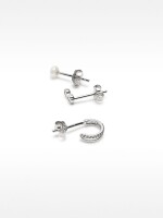 Set De Pendientes Com Perlas De Agua Dulce - Plata De Ley 925 plateado
