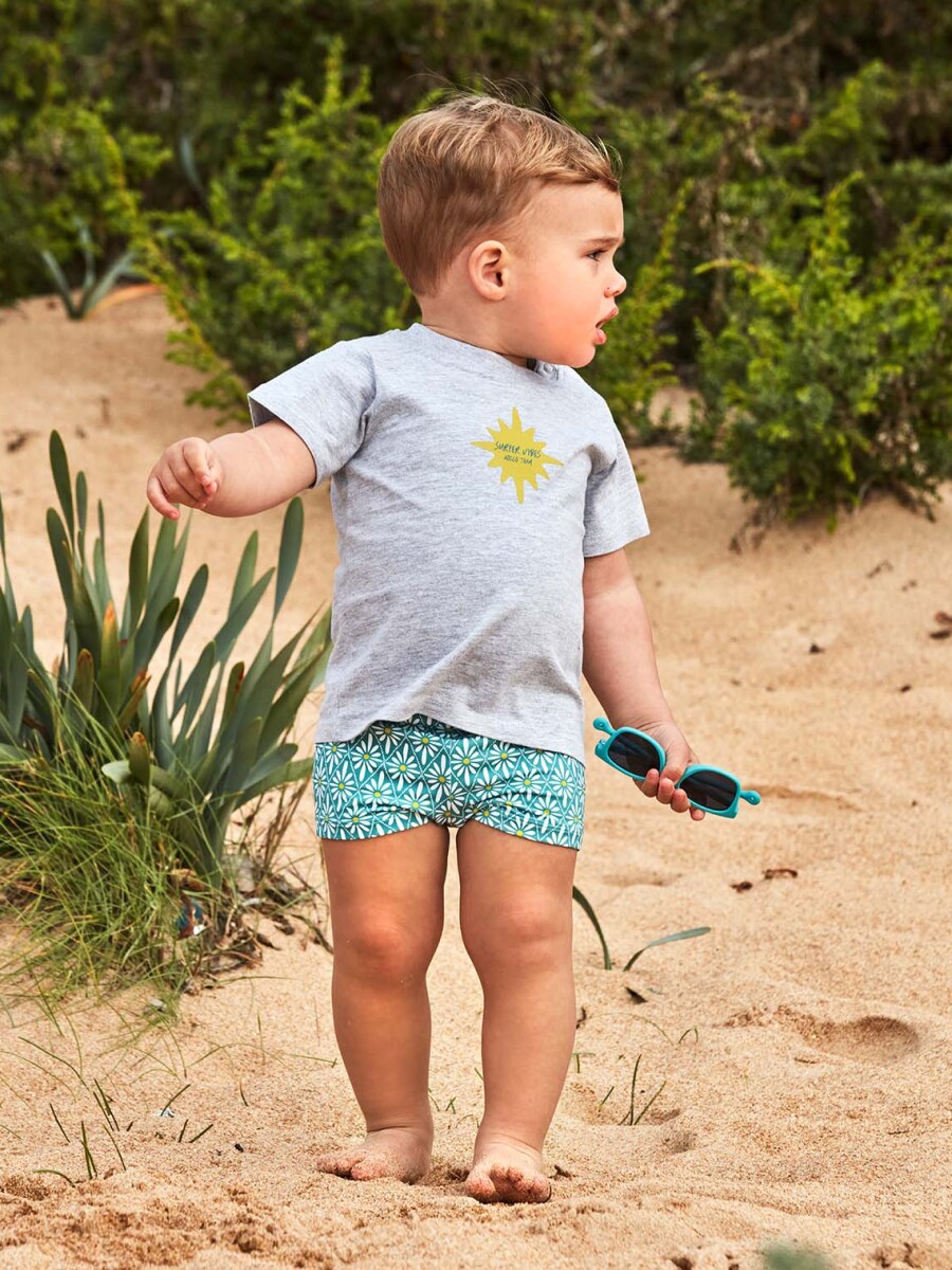 Bañador De Estampado Flor Geometrica Azul Claro