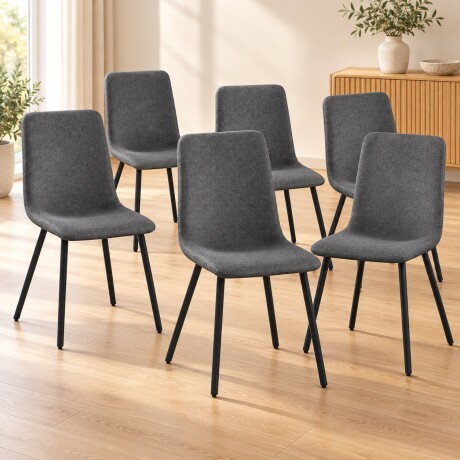 PACK x4 SILLA DE COMEDOR TAPIZADA EN TELA CON RESPALDO ALTO SIN APOYABRAZOS GRIS