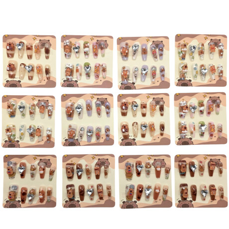 Uñas Adhesivas Decoradas Capibara Para Niñas Set X12 Uñas Adhesivas Decoradas Capibara Para Niñas Set X12