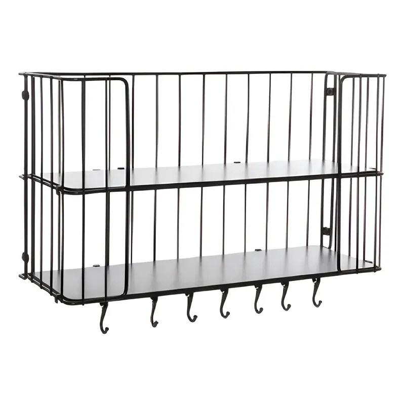 Estantería de pared con ganchos - Negra Estantería de pared con ganchos - Negra