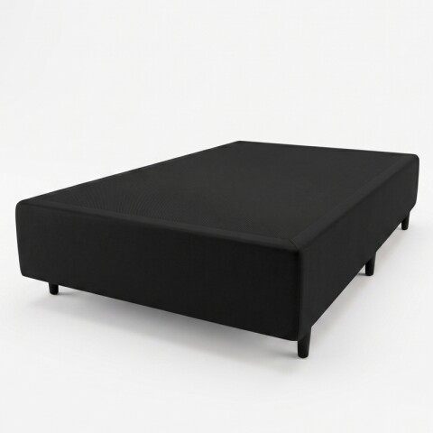 Base Box Sommier Tapizada Negra para Colchón 1 PLAZA Y MEDIA 110 x 188 x 35 cm