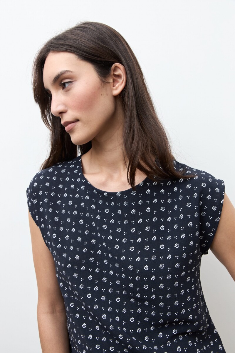 Blusa estampa Paisley azul marino