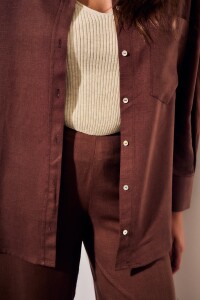 Camisa Lino Chocolate