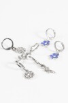 Set de caravanas floral plateado