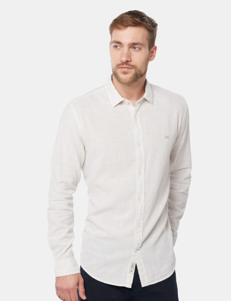 CAMISA DE LINO RAYADA Beige