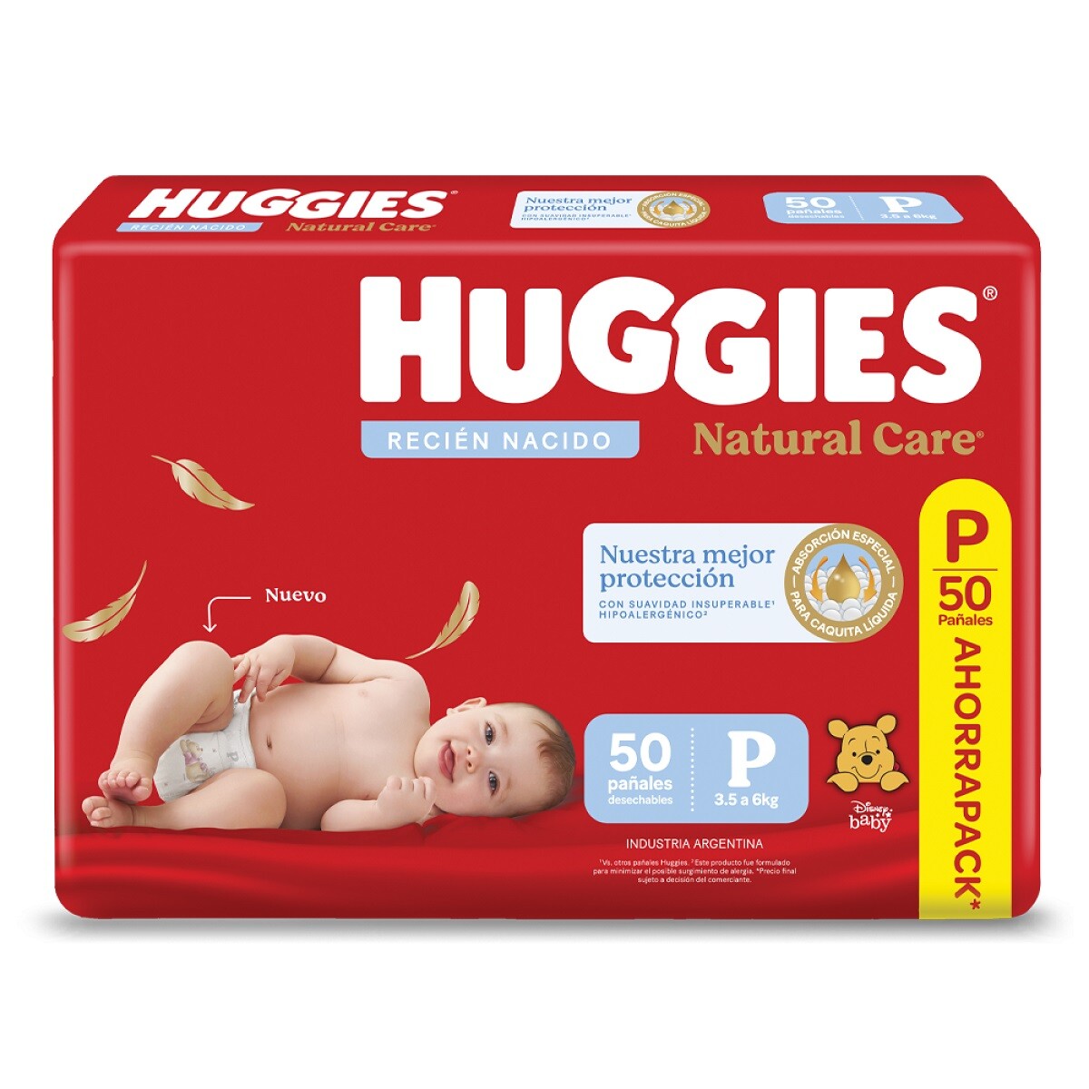 Pañales Huggies Natural Care Talle P 50 Uds. 