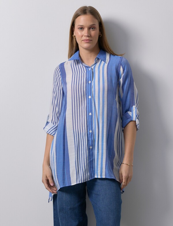 Camisa Larga BLANCO/AZUL