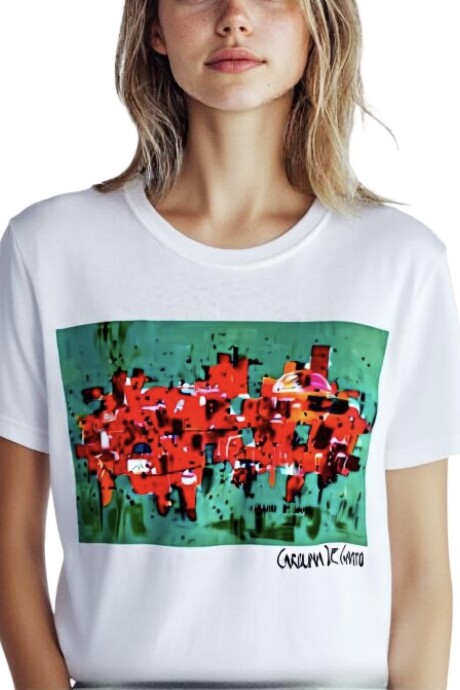 Remera Cuadro Modelo Al Cuerpo Estampada En Algodón Remera Cuadro Modelo Al Cuerpo Estampada En Algodón