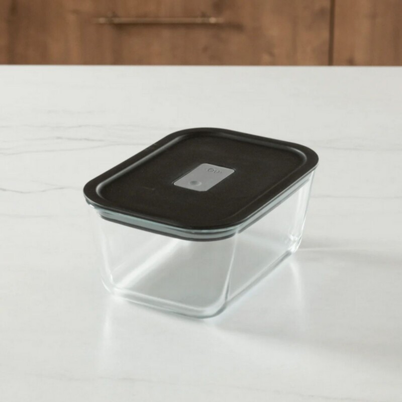 Tupper de vidrio hermético 1,2 Lts Negro