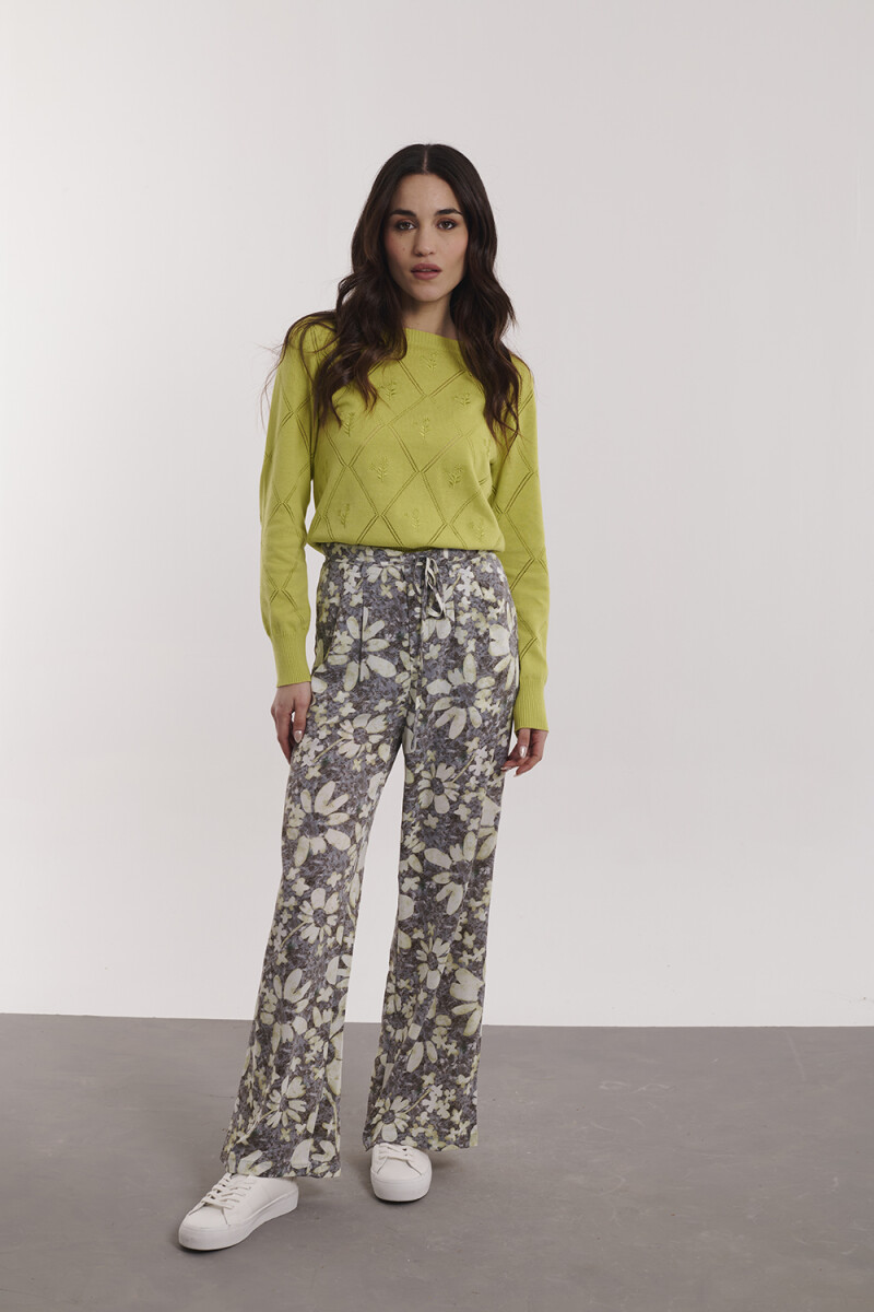 PANTALON LEONOR ESTAMPADO GRIS Y LIMA