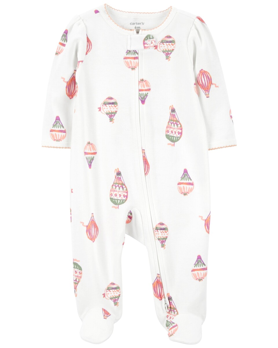 Pijama una pieza de algodón, con pie, diseño globos 