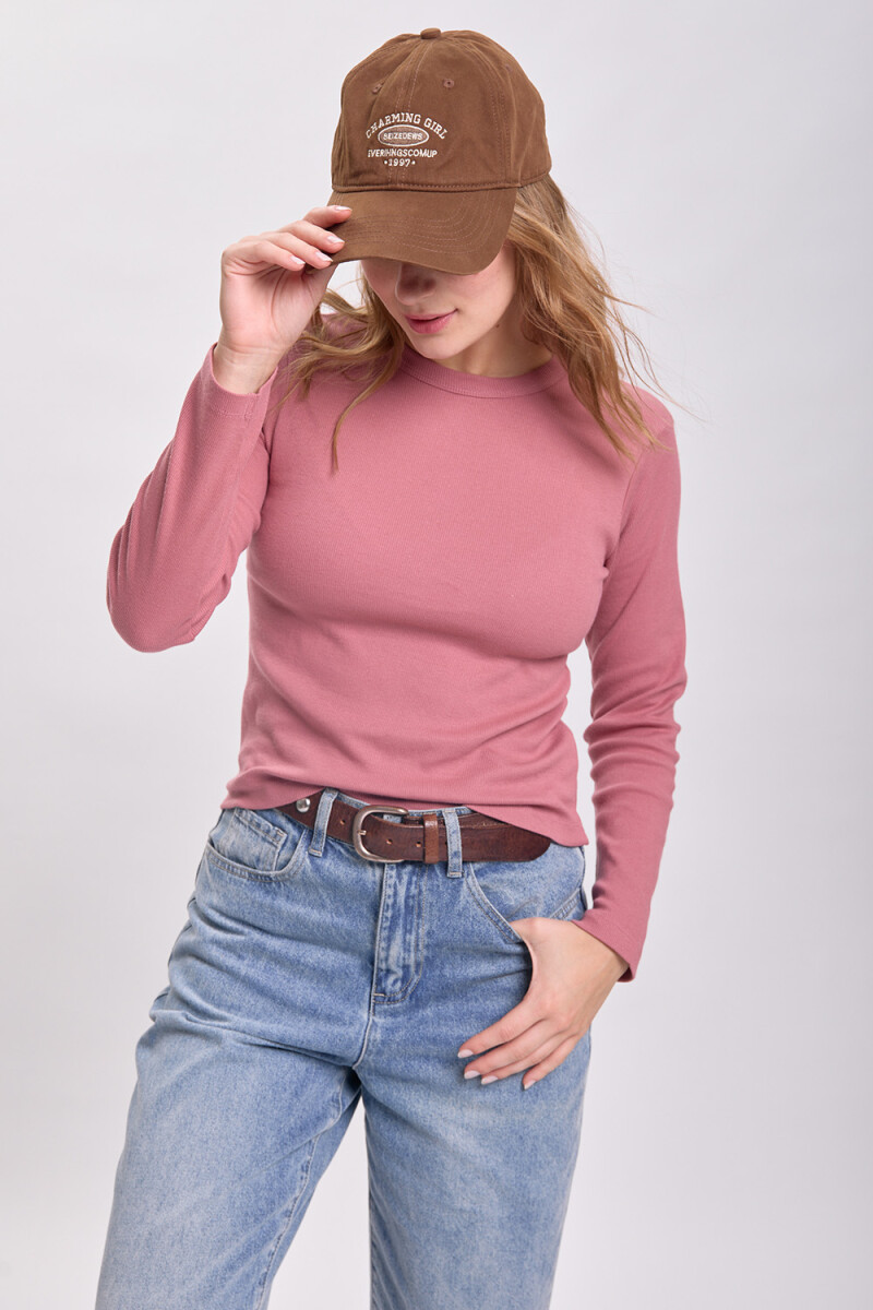 Remera rib - Rosa 