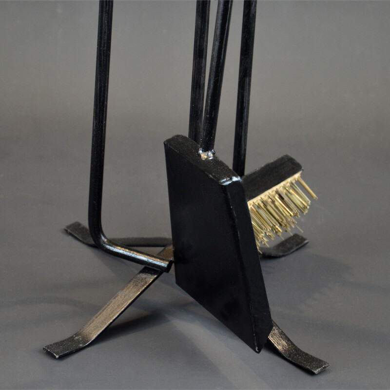 Set de 3 Accesorios para estufa (Pala/Cepillo/Atizador) NEGRO