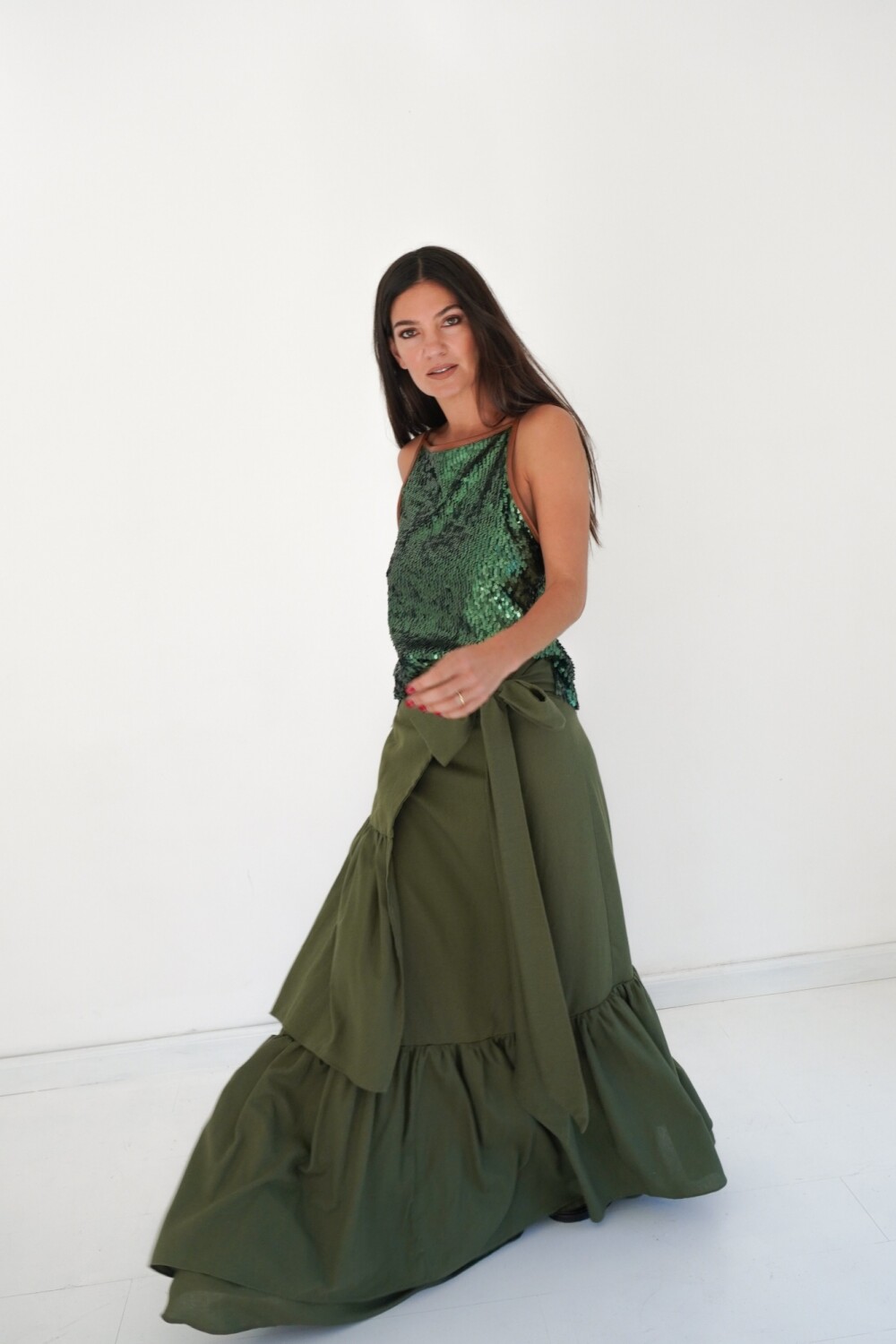 Wave Skirt Lino Verde