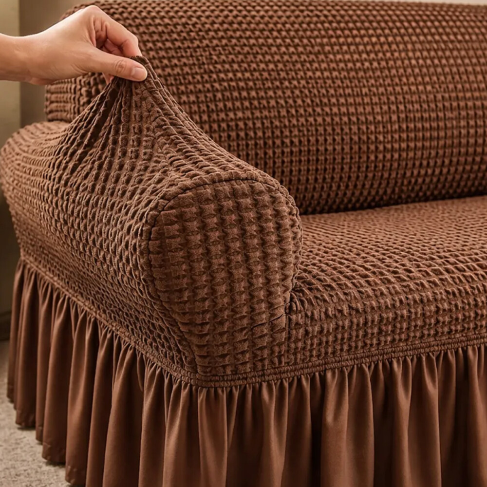 Funda para sillón de 3 cuerpos tela elastizada Marrón