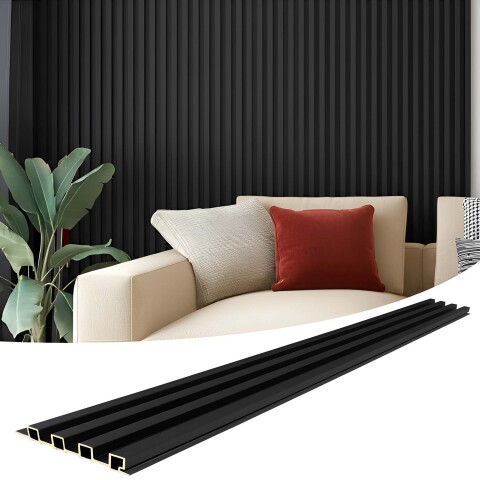 Pack x10 Wpc Simil Madera Wall Panel Lambrin 2.90x16.7 Color Negro