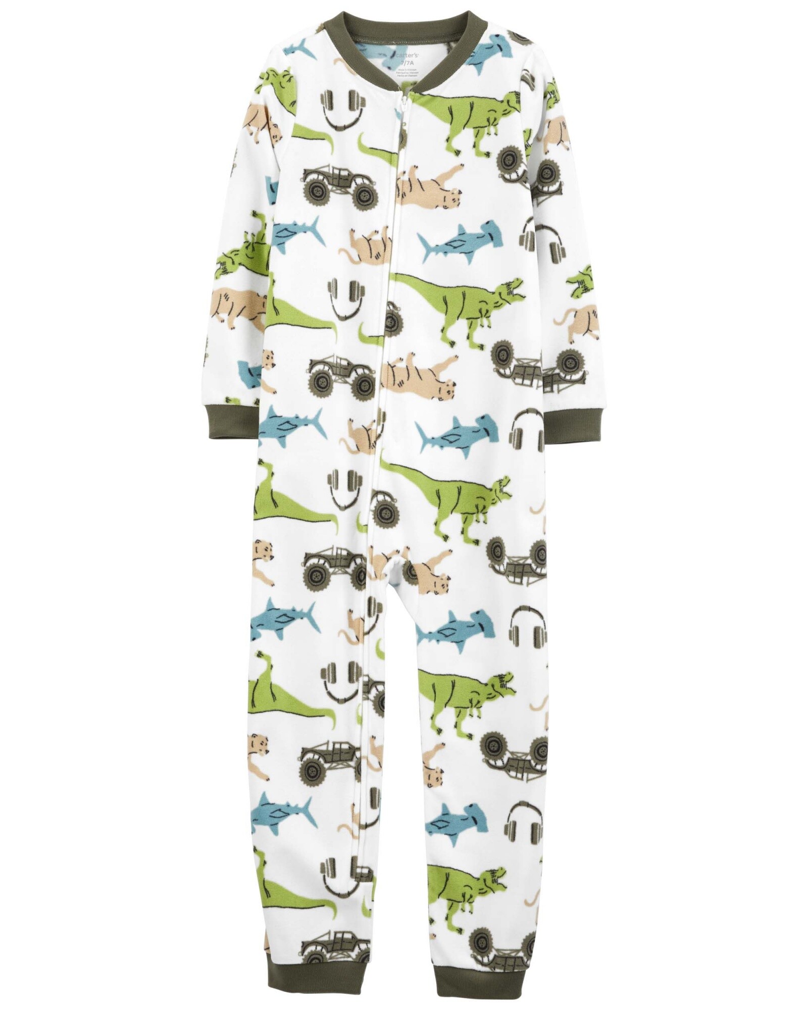 Pijama una pieza de micropolar, diseño dinos Sin color