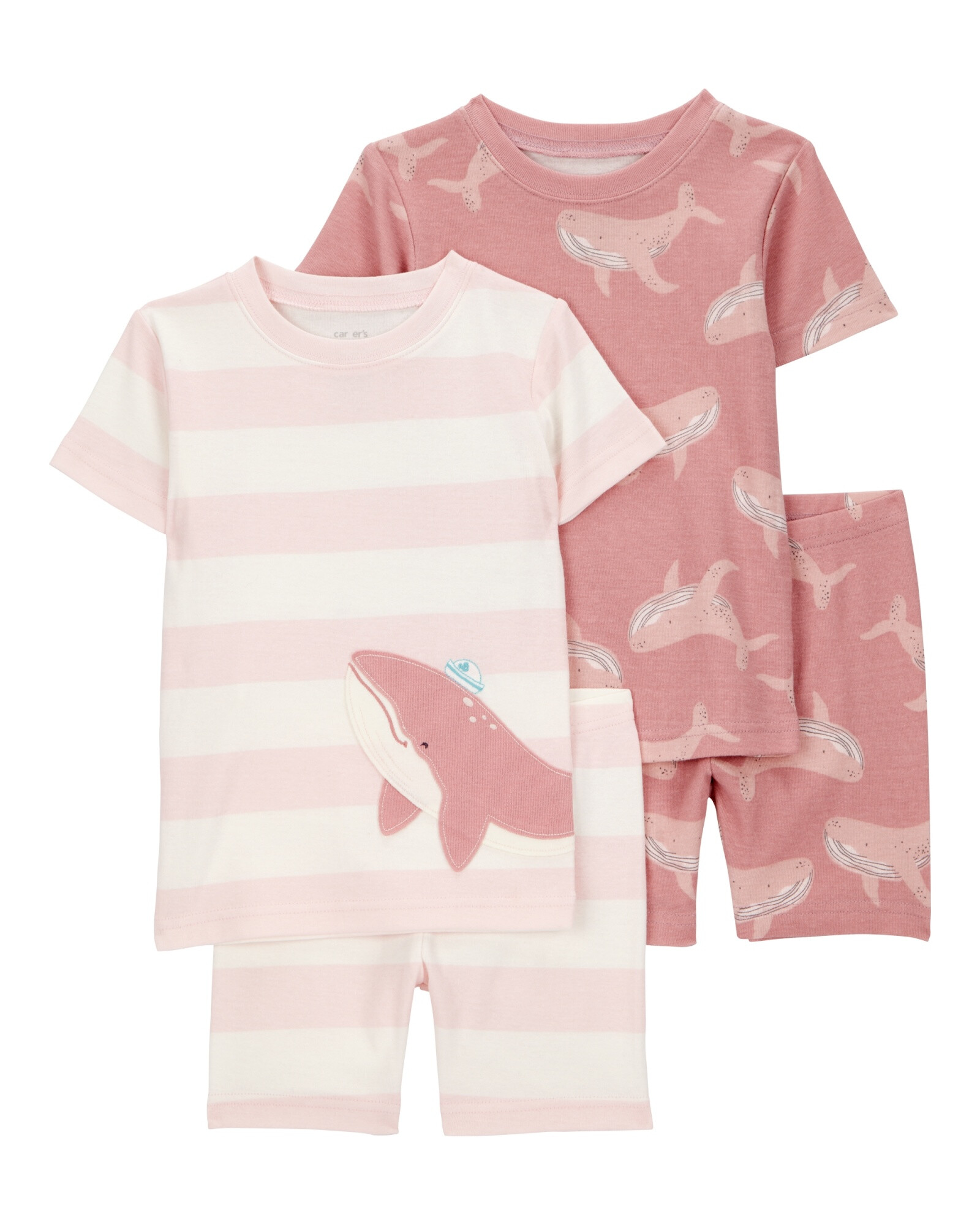 Pijama cuatro piezas de algodón, dos bermudas y dos remeras, diseño ballenas Pijama cuatro piezas de algodón, dos bermudas y dos remeras, diseño ballenas