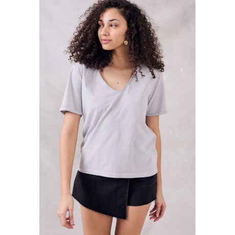 Remera Algodon Lavado Celeste Jean