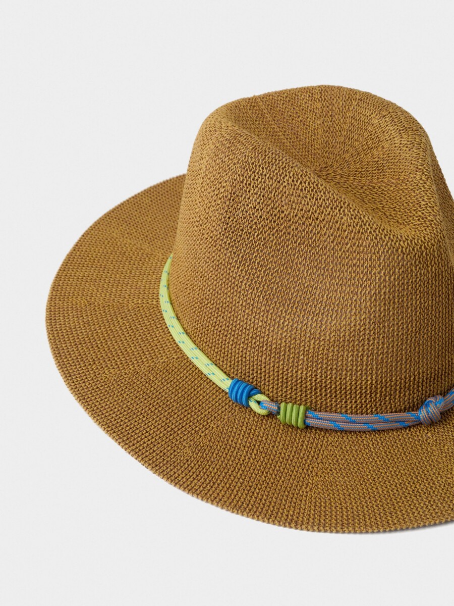 Sombrero Efecto Rafia Con Cinta natural
