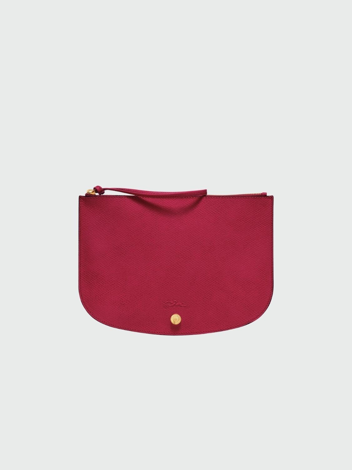 Longchamp- Clutch de cuero con muñequera, Épure Magenta