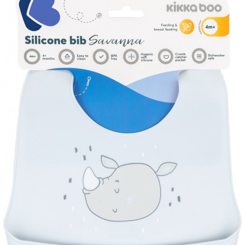 Babero silicona KIKKABOO celeste